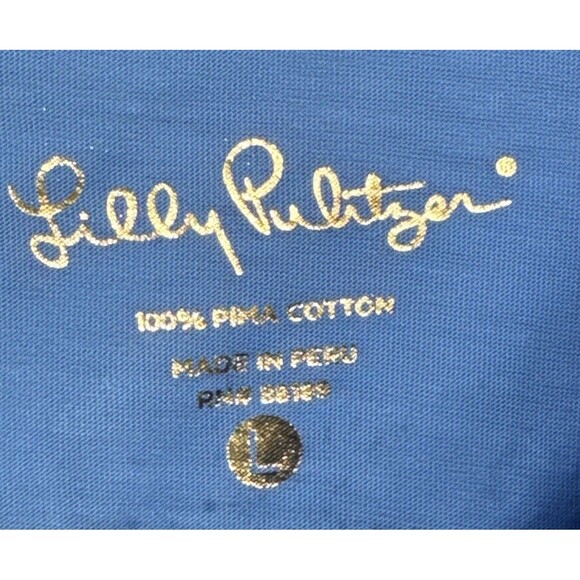 Lilly Pulitzer Brewster Short Sleeve Dress Size L Blue Pima Cotton - Picture 6 of 11